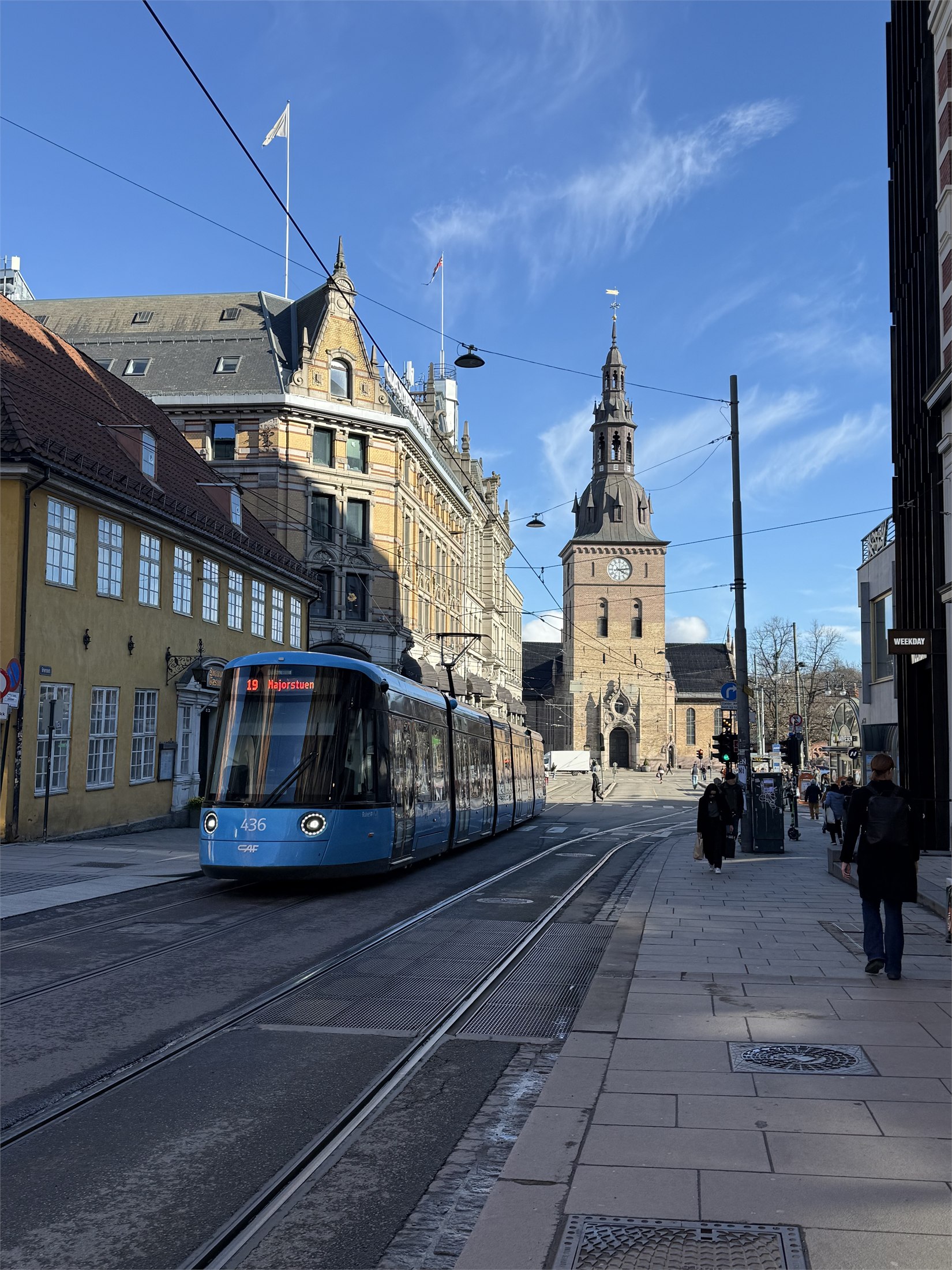 Tram and city center in Oslo