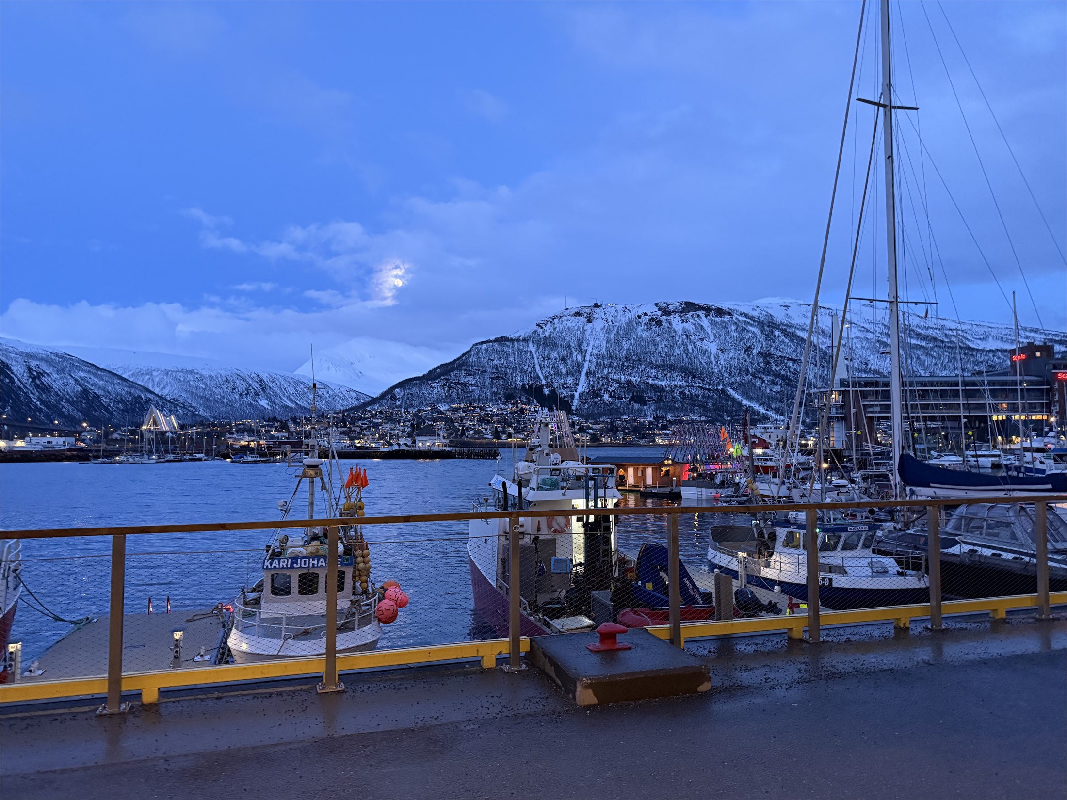 Tromsø harbor at blue hour