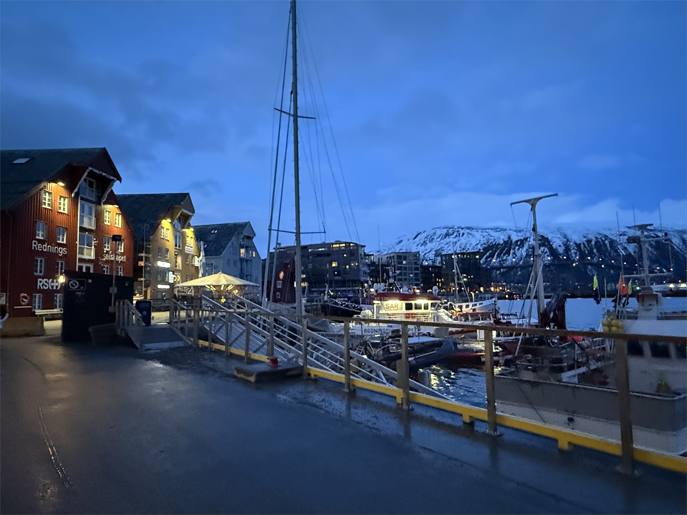 Tromsø harbor at dusk